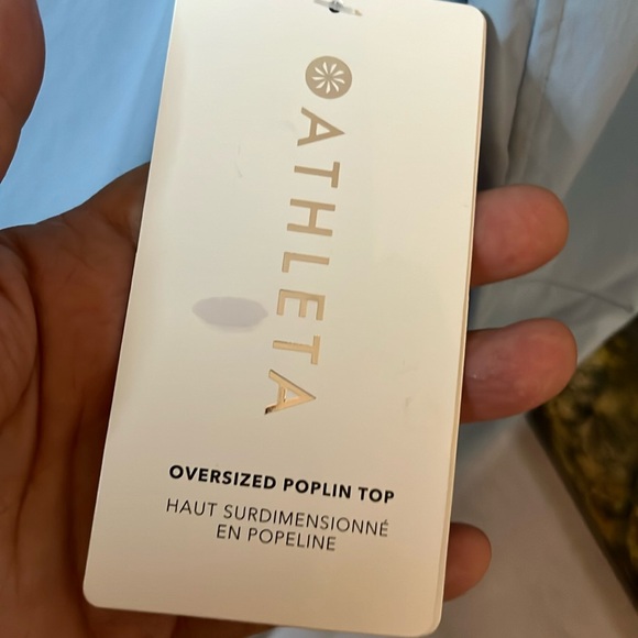 NWT Athleta Oversized Poplin Shirt - blue button up Sz M - Picture 11 of 13